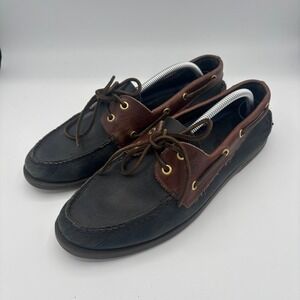 Sperry Boat Shoes Mens 11.5 Black Navy Brown Leather Authentic Original Preppy